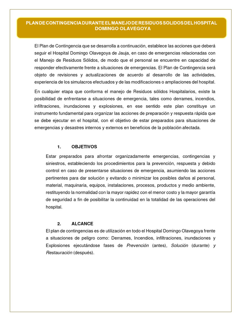 El Plan de Contingencia | PDF