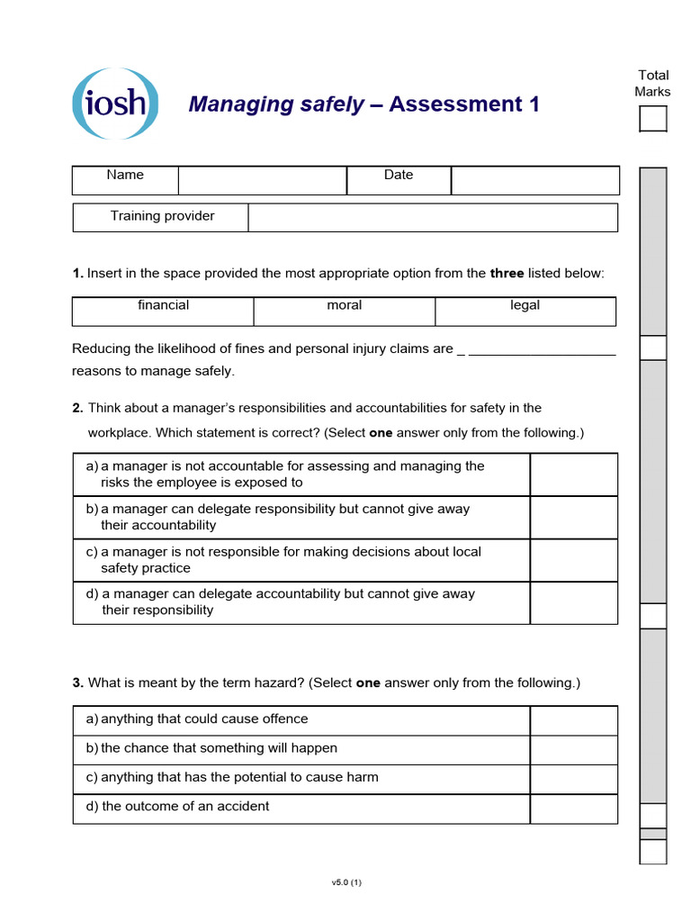 Multi format assessment 1 pdf risk hazards