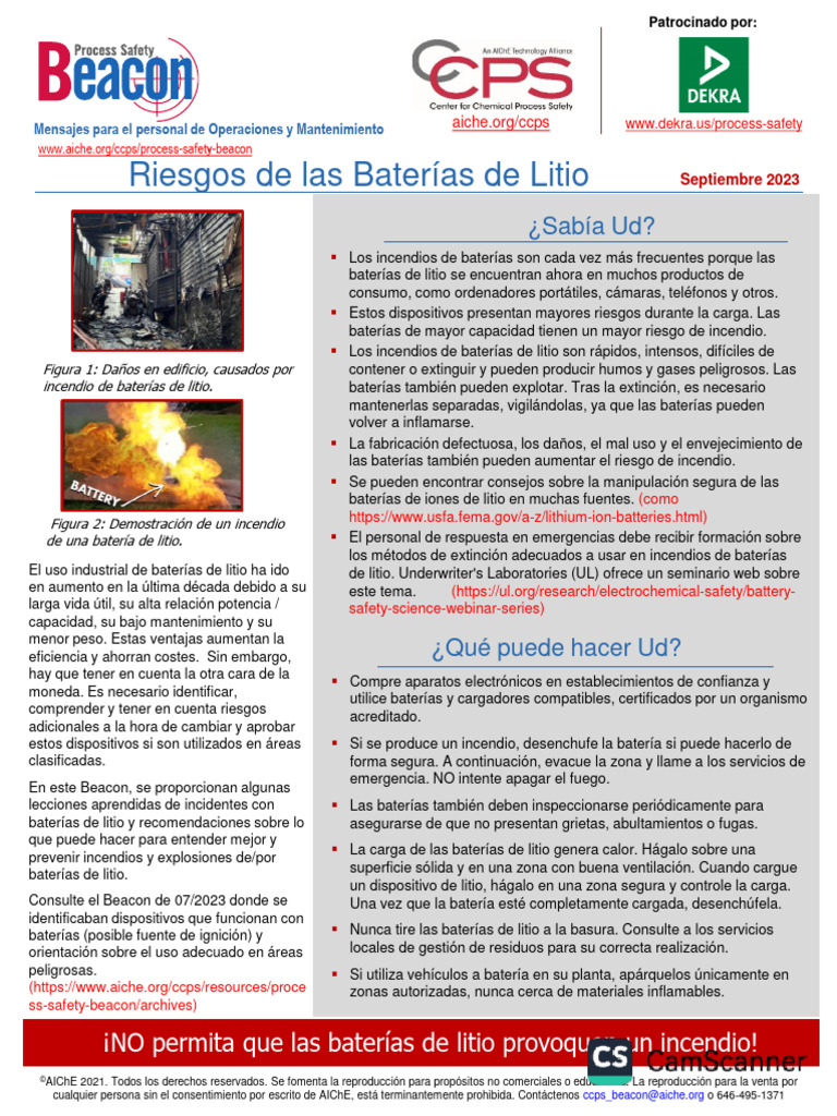 Riesgos y Seguridad de Baterías de Litio | PDF