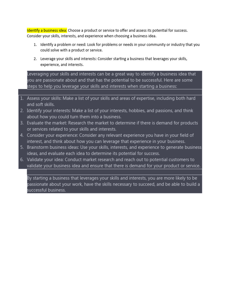 How To Start A Business PDF Experience Brainstorming