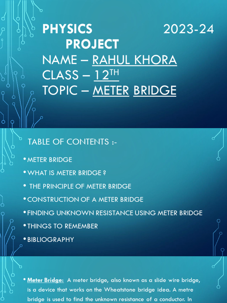 Physics Project PDF Electrical Resistance And Conductance Metre