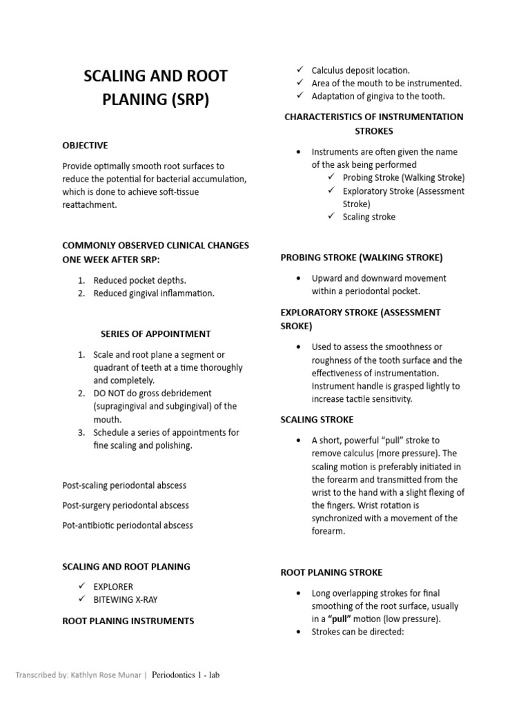 Scaling and Root Planing PDF Periodontology Dentistry Branches