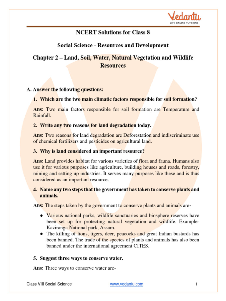 Class 8 Social Science Resources and Development Chapter 2 PDF Soil