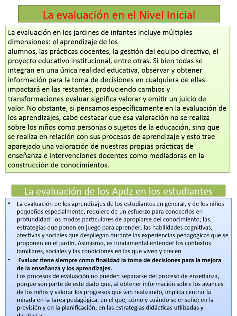 Evaluación Integral en Jardín de Infantes | PDF | Crecimiento personal ...