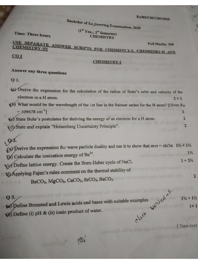 Chemistry 2020 Paper Pdf