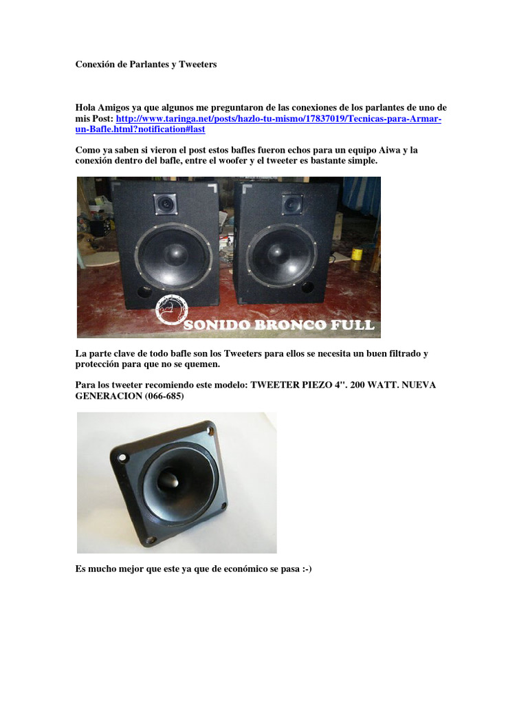 Conexión de Parlantes y Tweeters | PDF