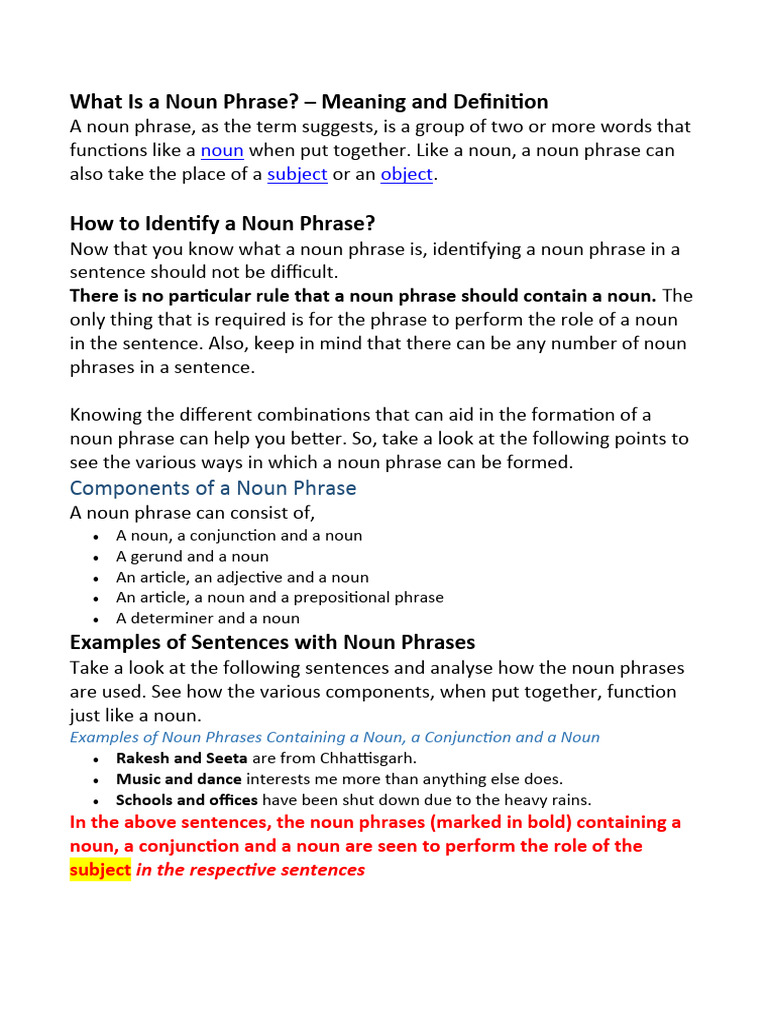 What Is A Noun Phrase | PDF | Noun | Phrase