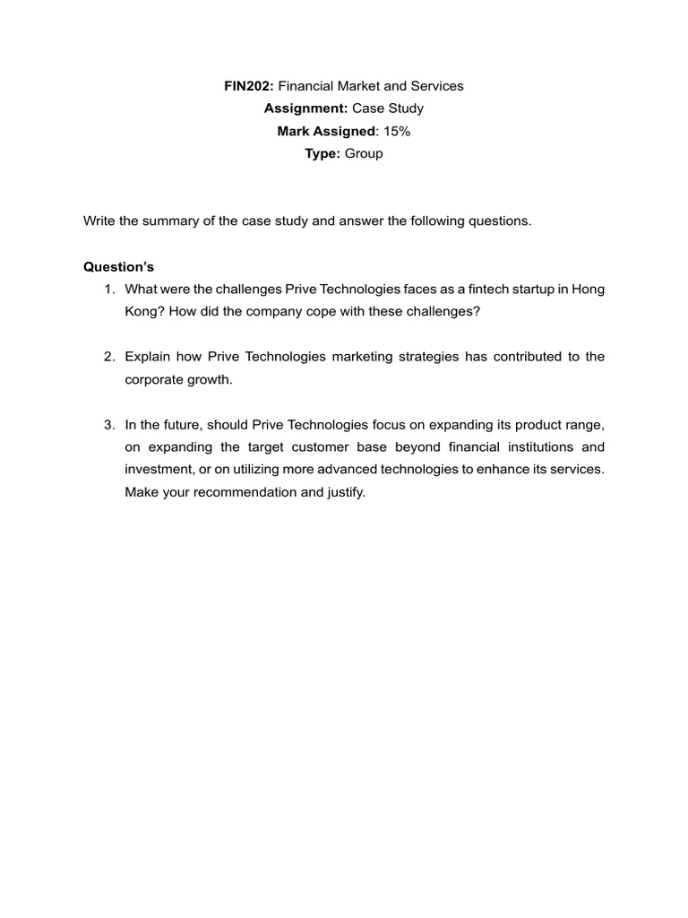 Prive Technologies Case Study Analysis | PDF | Career & Growth | Business