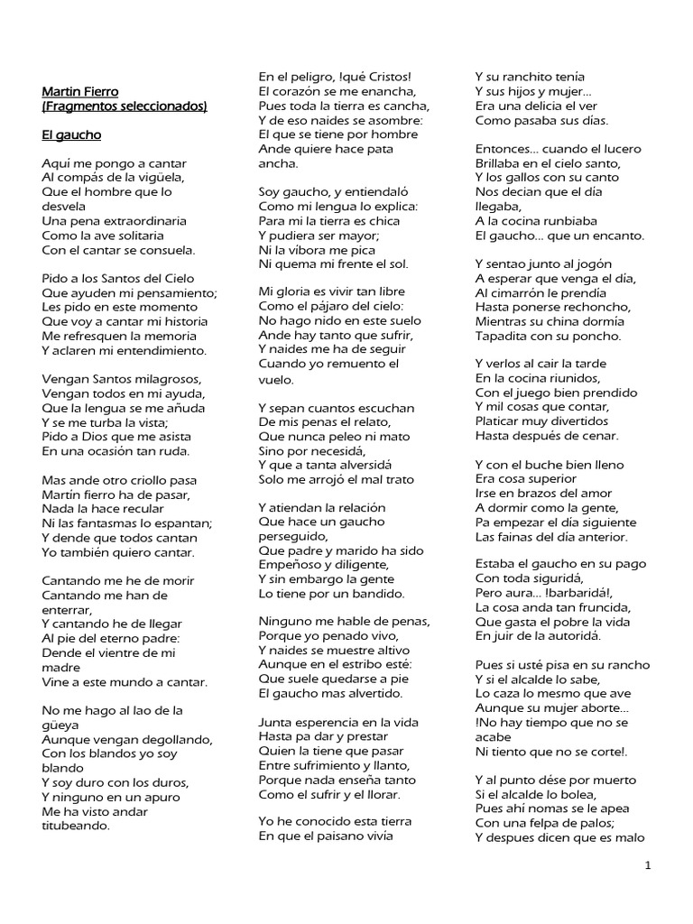 Resumen Martin Fierro Pdf