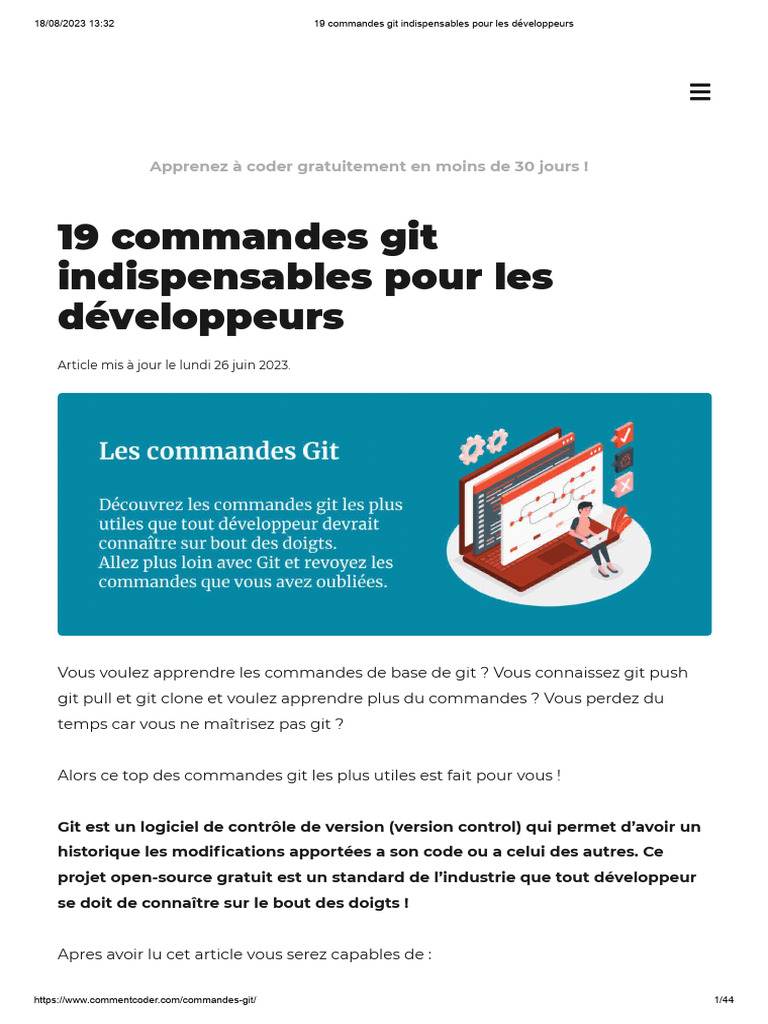 19 Commandes Git Essentielles | PDF | Application | Ingénierie informatique