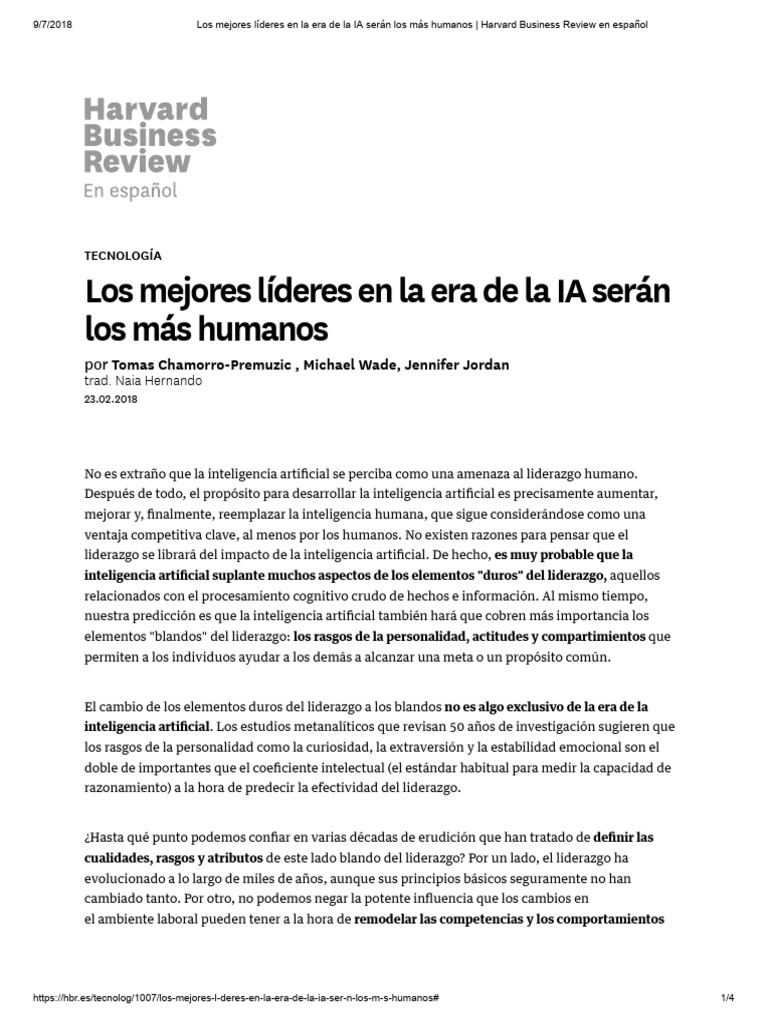 Los mejores líderes en la era de la IA serán los más humanos _ Harvard ...