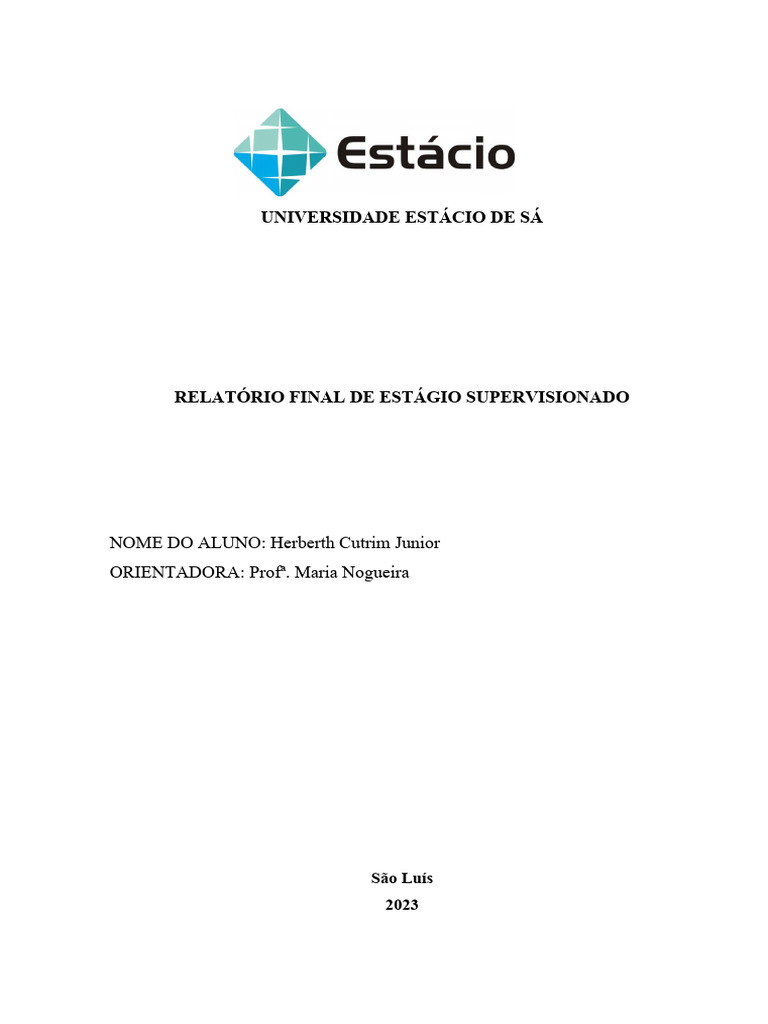Relatório de Estágio Supervisionado - Estácio | PDF | Sistema de ...