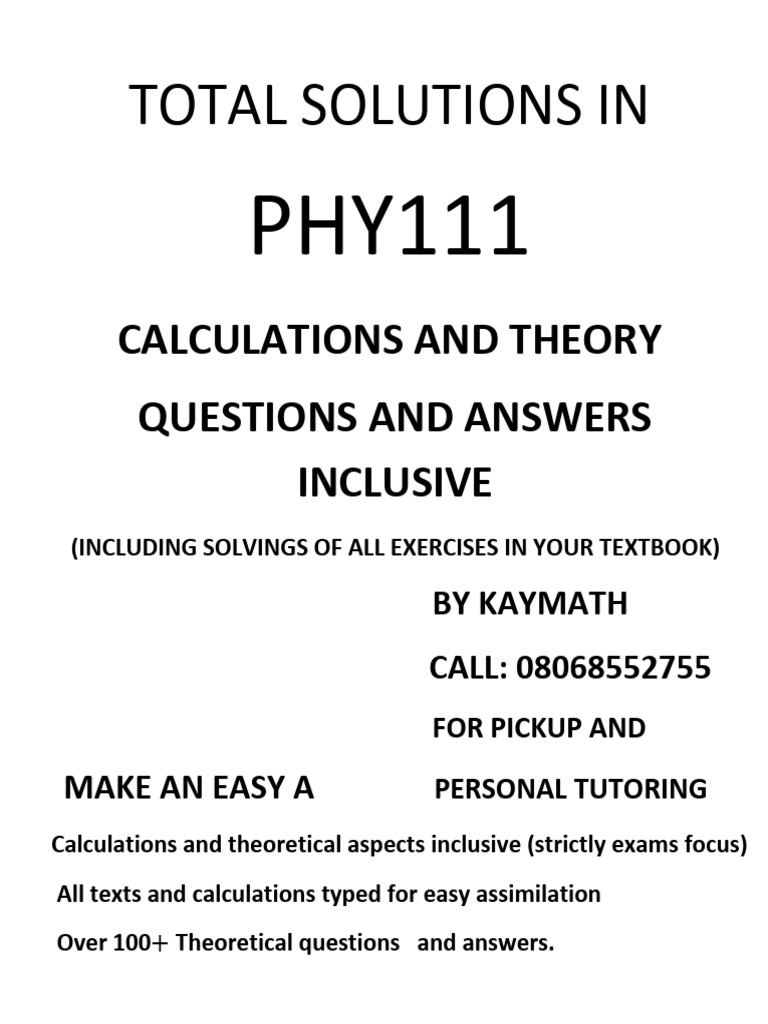 Total Solutions In Phy111 Pdf Acceleration Force