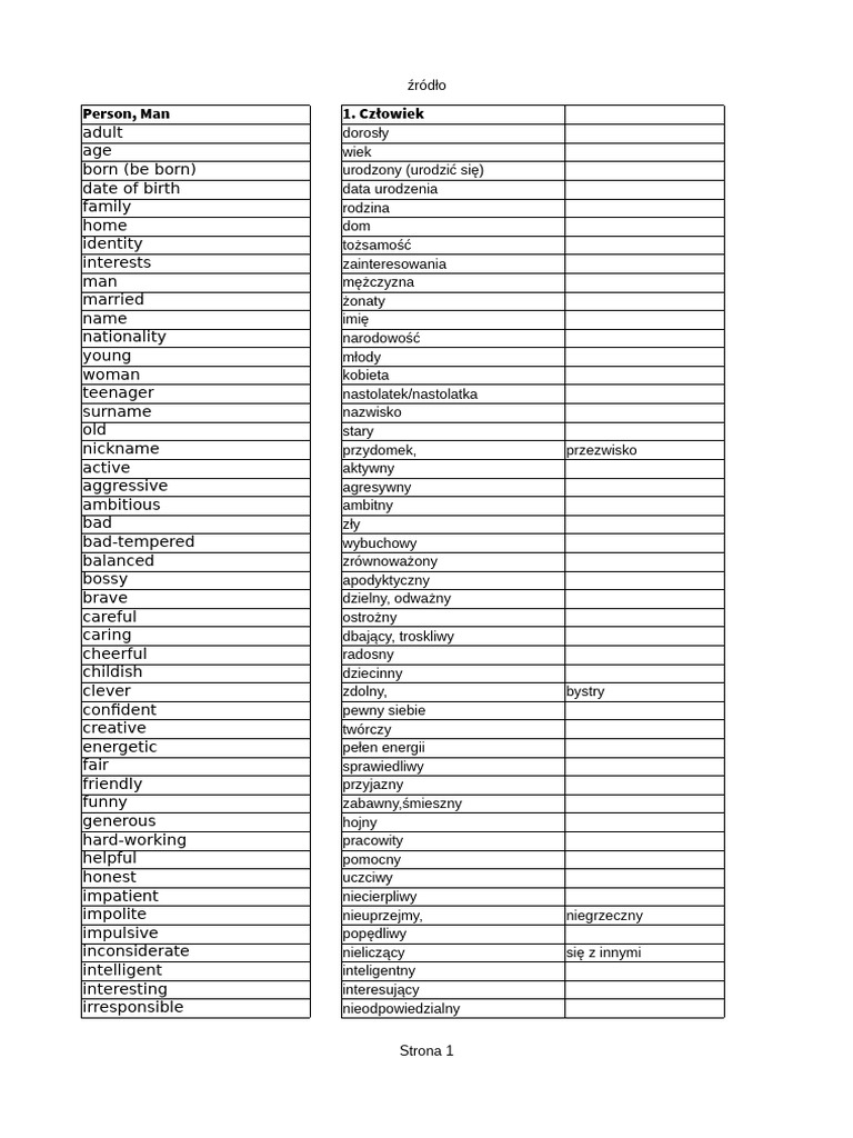 Memory Master Słówka PDF