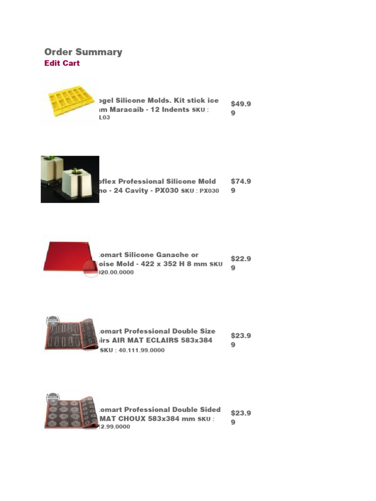 Order Summary Pastry Chef Boutique PDF