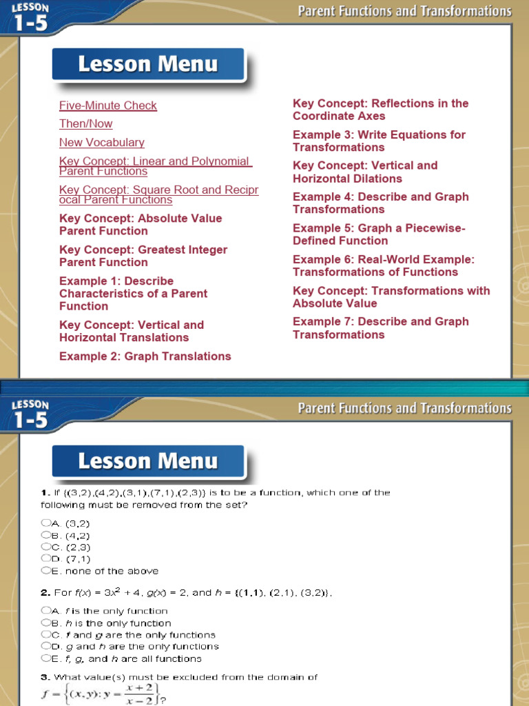 Parent Functions and Transformations | PDF