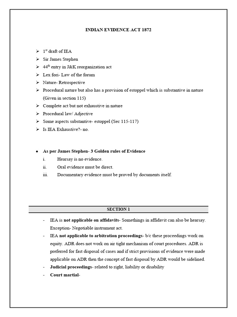 Indian Evidence Act 1872 Pdf Evidence Law Evidence