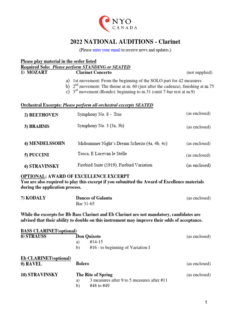 2022 Audition Packet en PDF