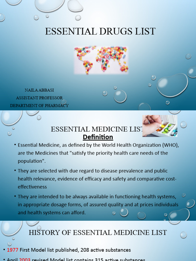 Essential Drug List Example