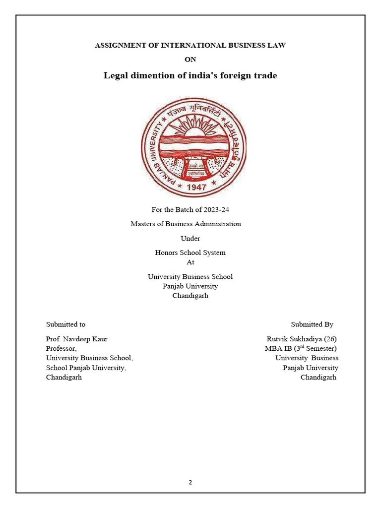 Assignment Of International Business Law Pdf