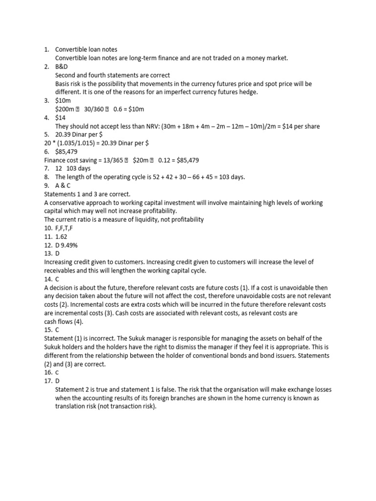 F9 Test 2 Answers | PDF | Price–Earnings Ratio | Bonds (Finance)