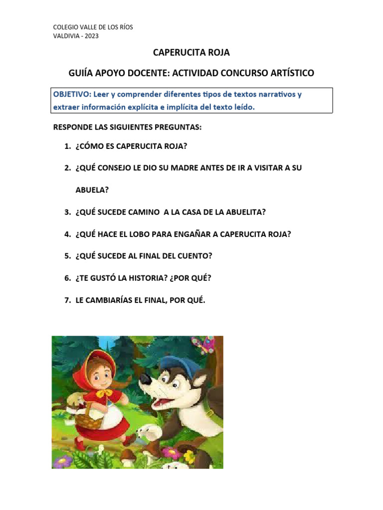 Preguntas sobre Caperucita Roja | PDF