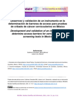 Desarrollo y Validación de Un Instrumento en La Determinación de Barreras de Acceso para Pruebas de Cribado de Cáncer Cervicouterino en México