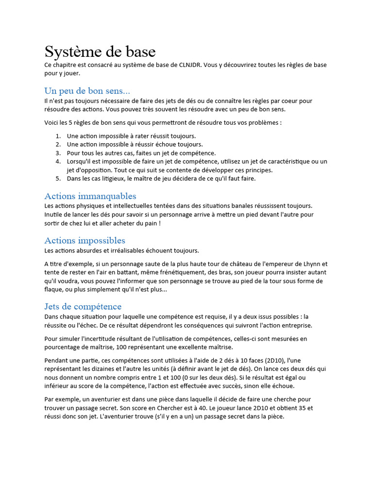05-Systeme de Base | PDF | Dé | Jeux de rôles