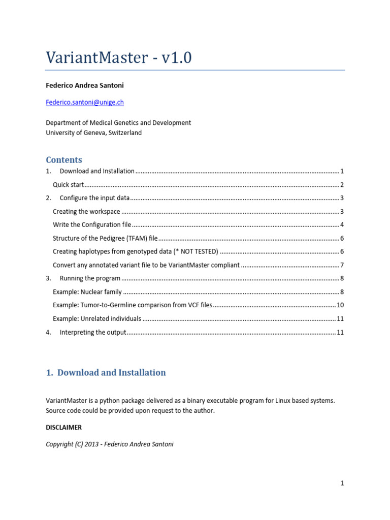 VariantMaster User Manual v1.01 | PDF