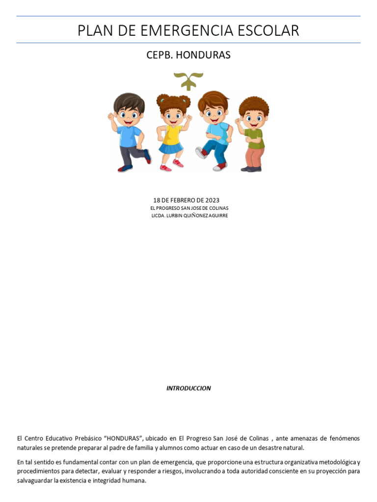 Plan de Emergencia Escolar 2023 | PDF