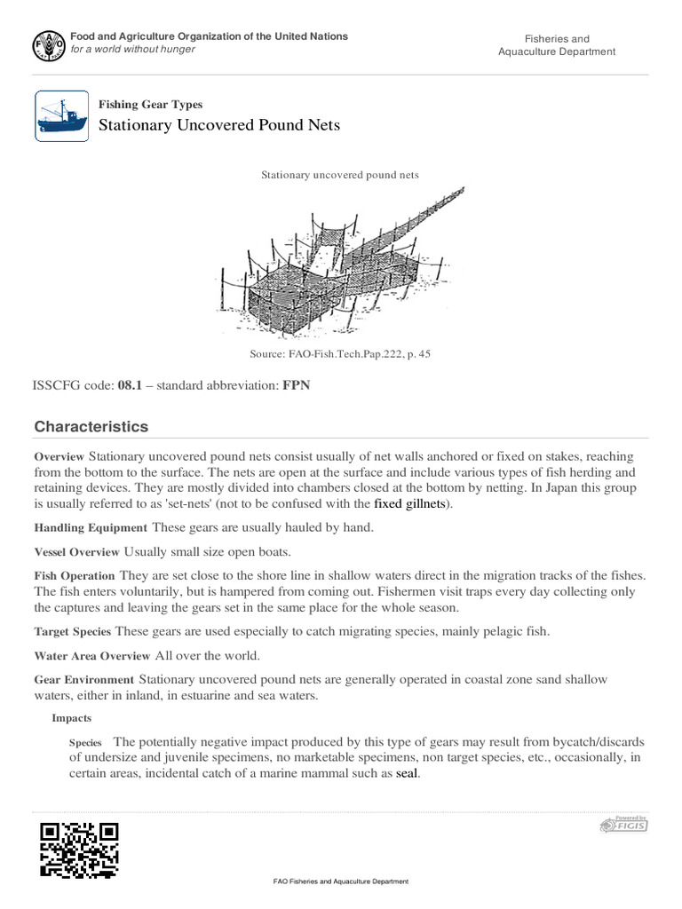 FAO Fisheries & Aquaculture Fishing Gear Types Stationary Uncovered