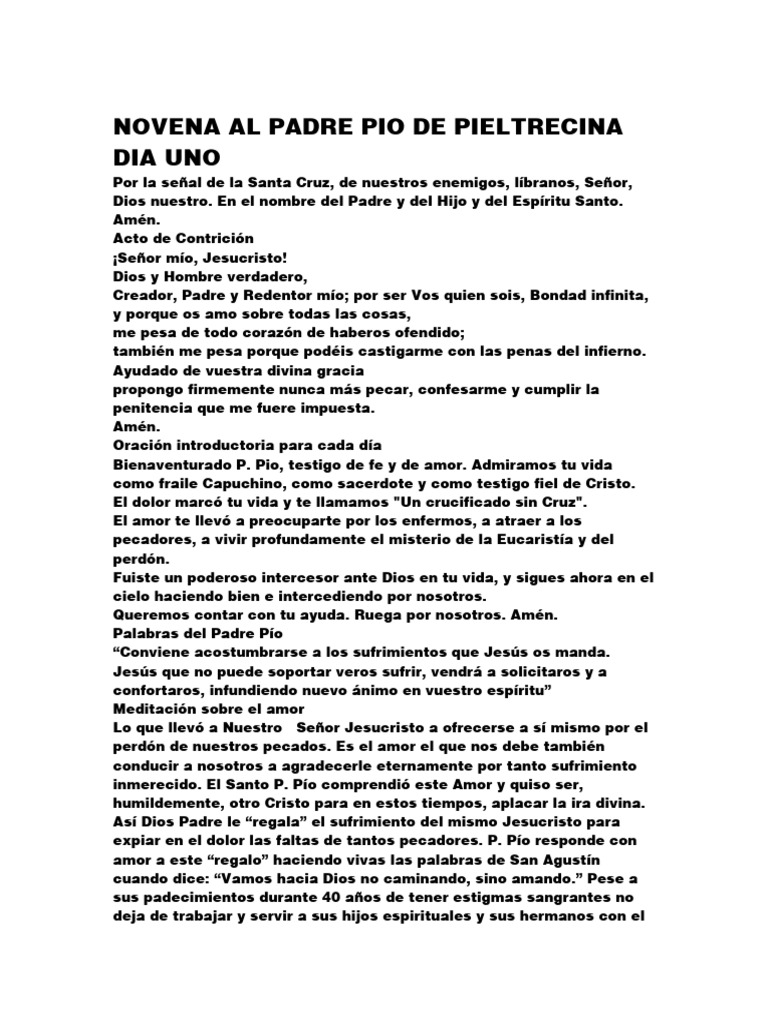 Novena A Padre Pio Pdf Oración Intercesión