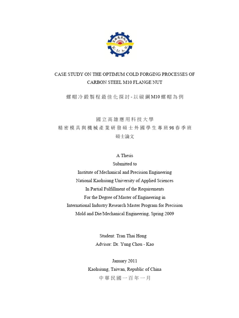 Optimizing Cold Forging of M10 Nuts | PDF | Forging | Deformation ...