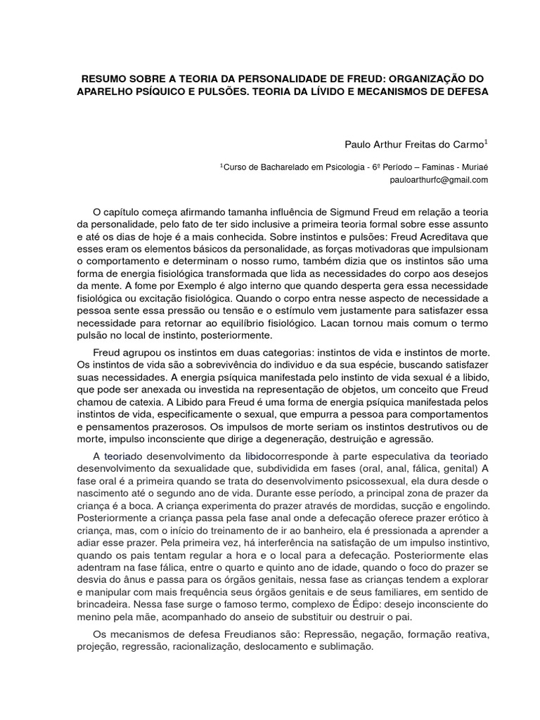 Resumo 02 PDF Sigmund Freud Libido
