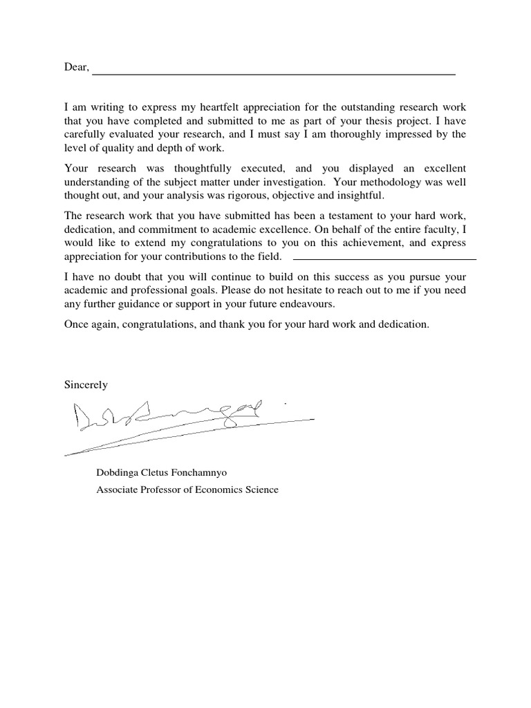 Appreciation Letter 2 | PDF
