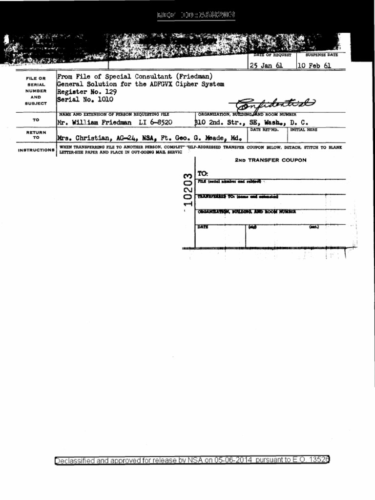 General Solution For The ADFGVX Cipher System - NSA Declassified | PDF ...