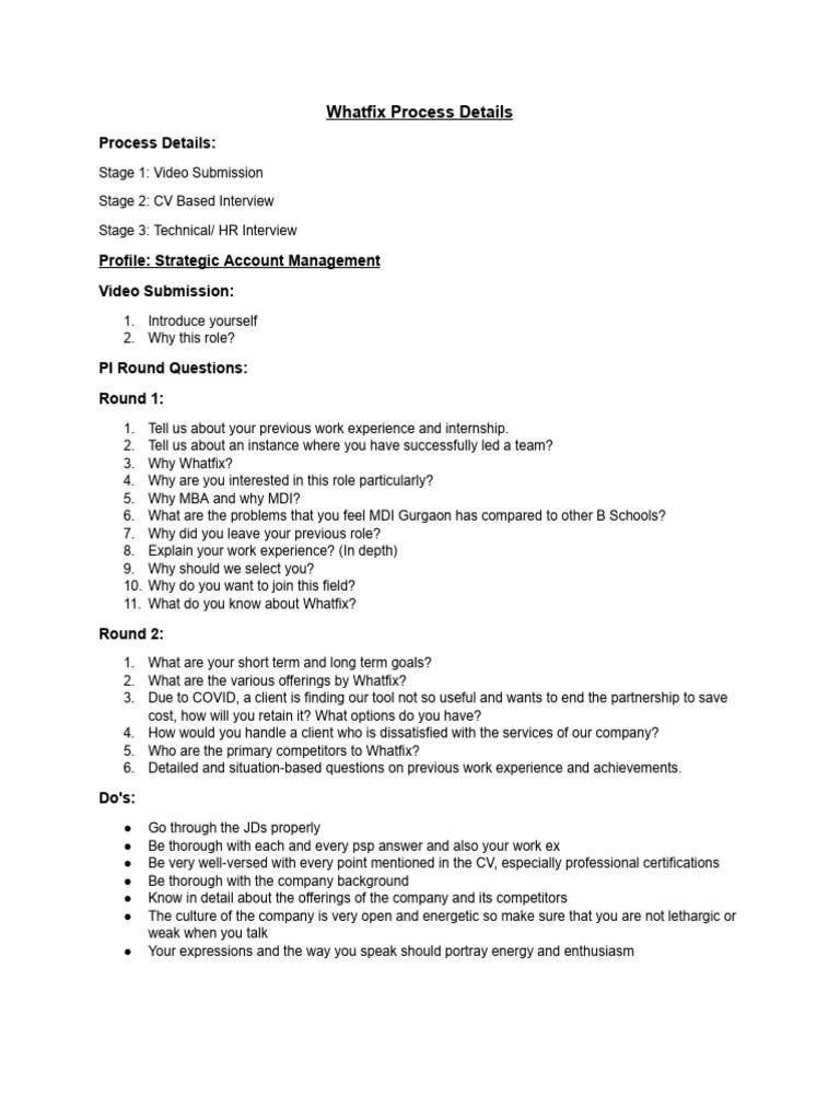 Whatfix Interview Process Guide | PDF