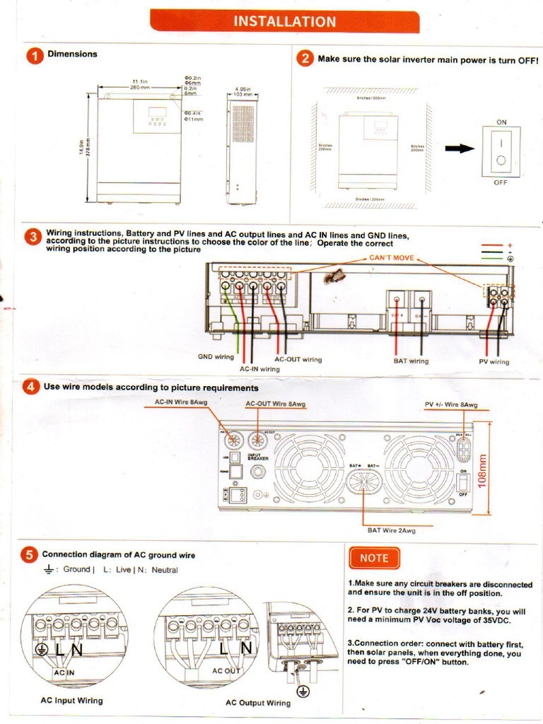Powmr Solar Inverter Charger Manual | PDF