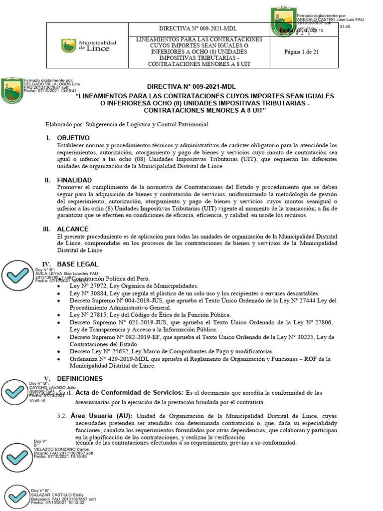 Diretrizes para Contratações Menores a 8 UIT | PDF