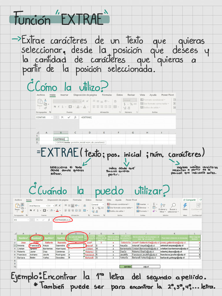 Función Extrae, Izquierda y Derecha | PDF