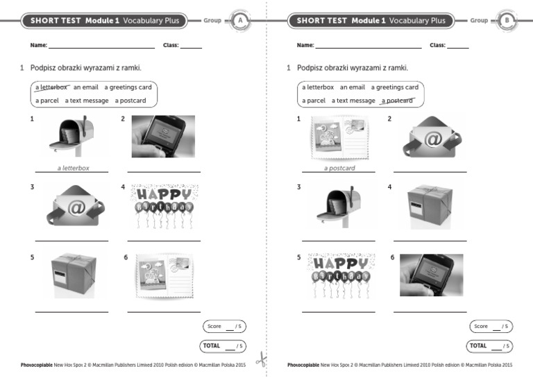 Sprawdzian Z Angielskiego Klasa 4 New Hot Spot New Hot Spot Klasa5 Short Tests Module 1 Vocabulary Plus | PDF