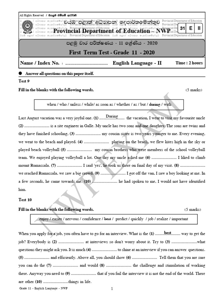 English Language II Grade 11 | PDF