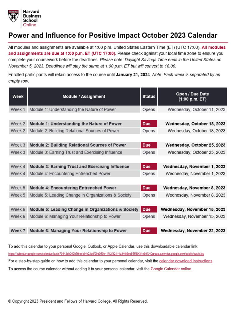 Power and Influence October 2023 Calendar | PDF | Computing