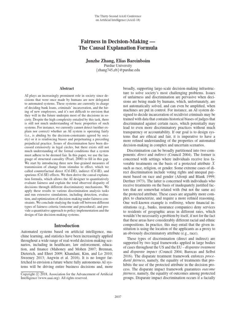 Junzhe Zhang Fairness in Decision Making The Causal | PDF | Causality ... - Causal Fairness Evaluation