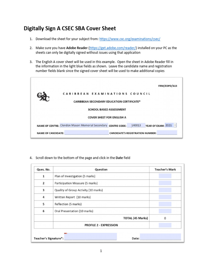 Digital Signing for CSEC SBA Cover Sheet | PDF | Computer Science ...