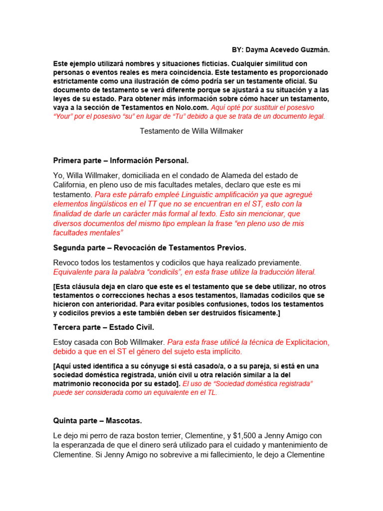 Testamento (Traduccion Del Ingles Al Español) | PDF | Ley de ...