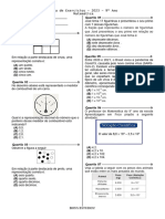 Lista de Exercícos - 9 Ano