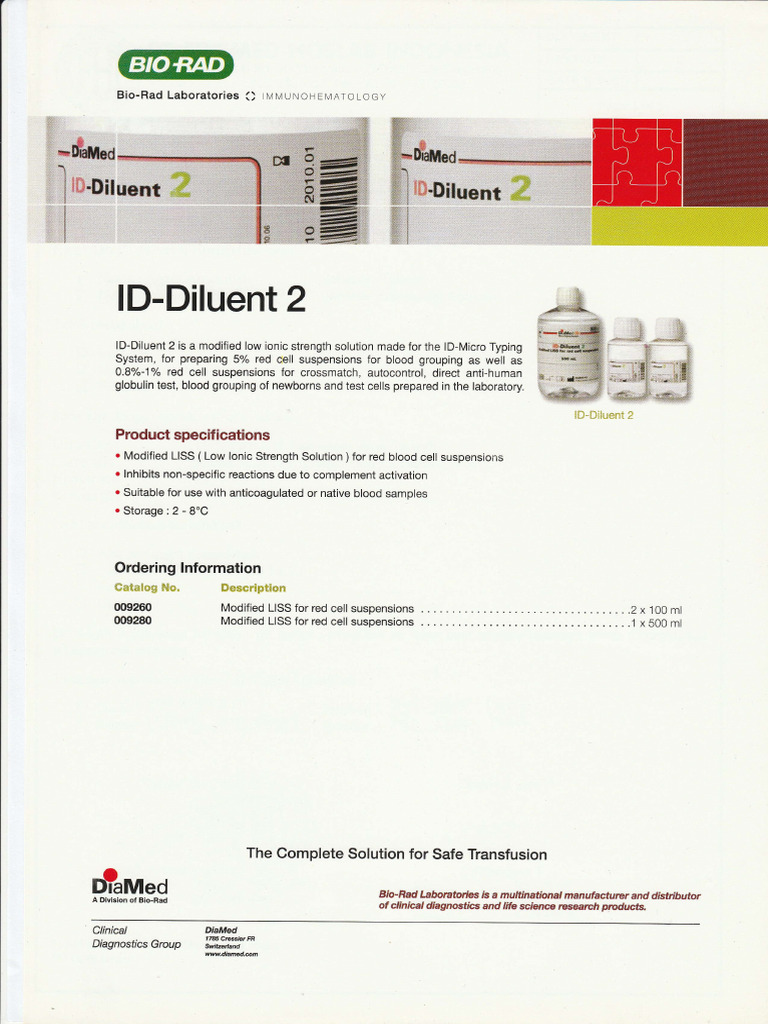 ID-Diluent 2 for Blood Grouping | PDF | Science & Mathematics