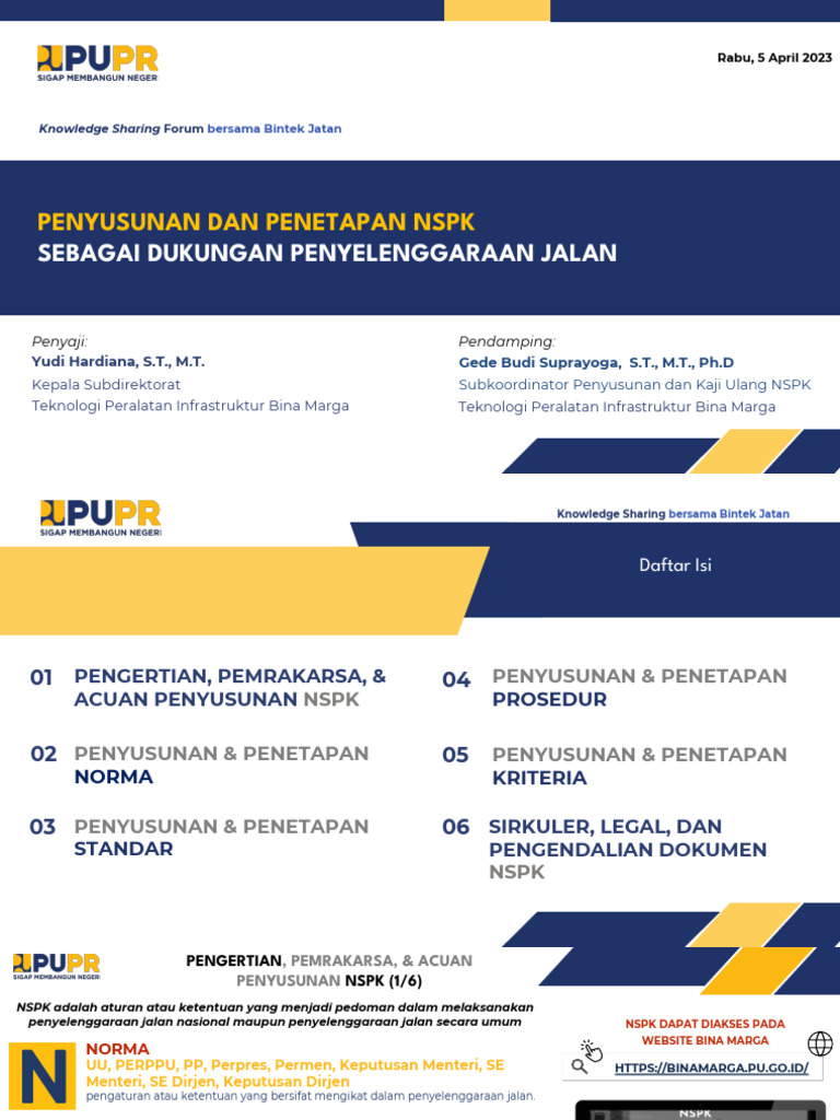Penyusunan dan Penetapan NSPK Bina Marga | PDF