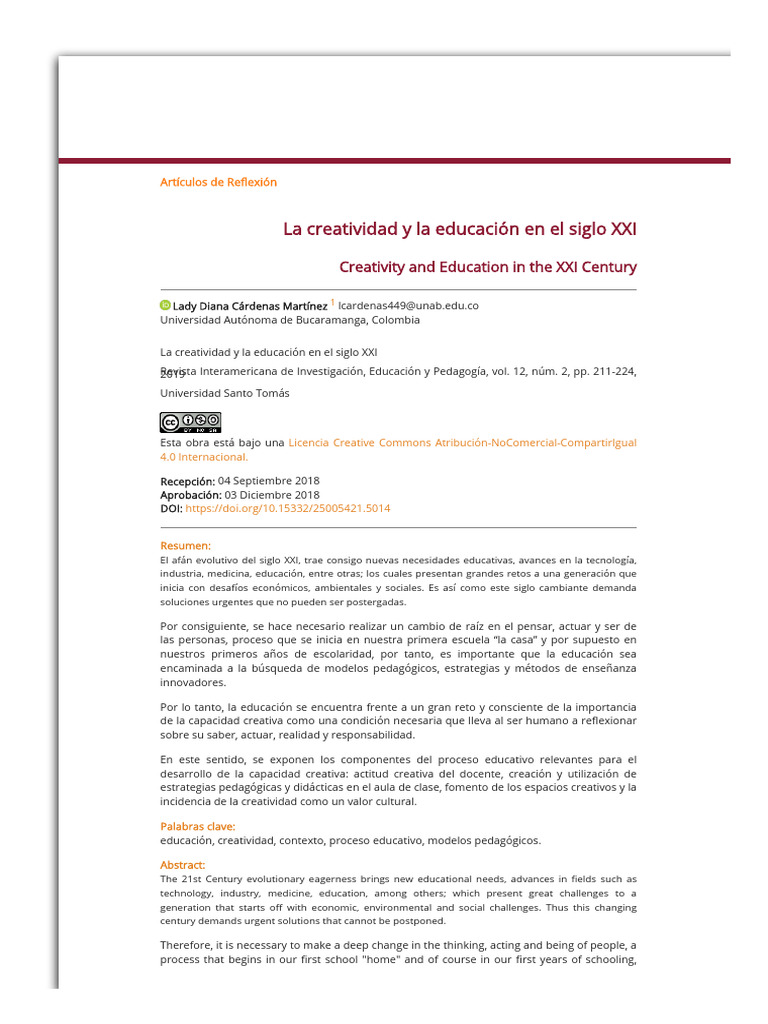 La Creatividad y La Educación en El Siglo XXI | PDF | Creatividad ...